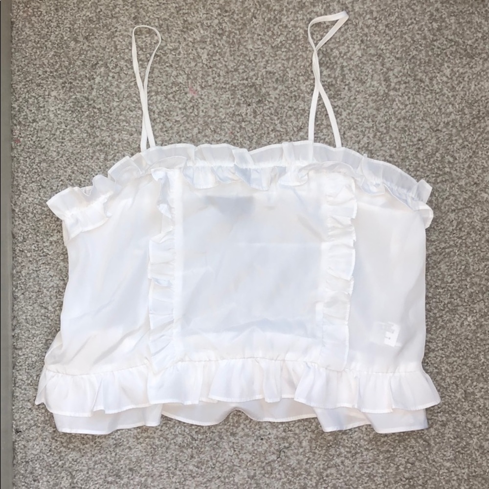 Ruffle white crop top